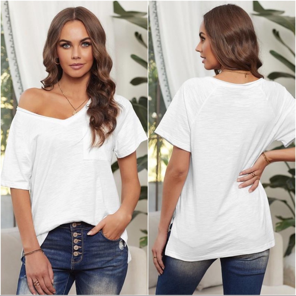 Here With Me V-Neck Shirt-White